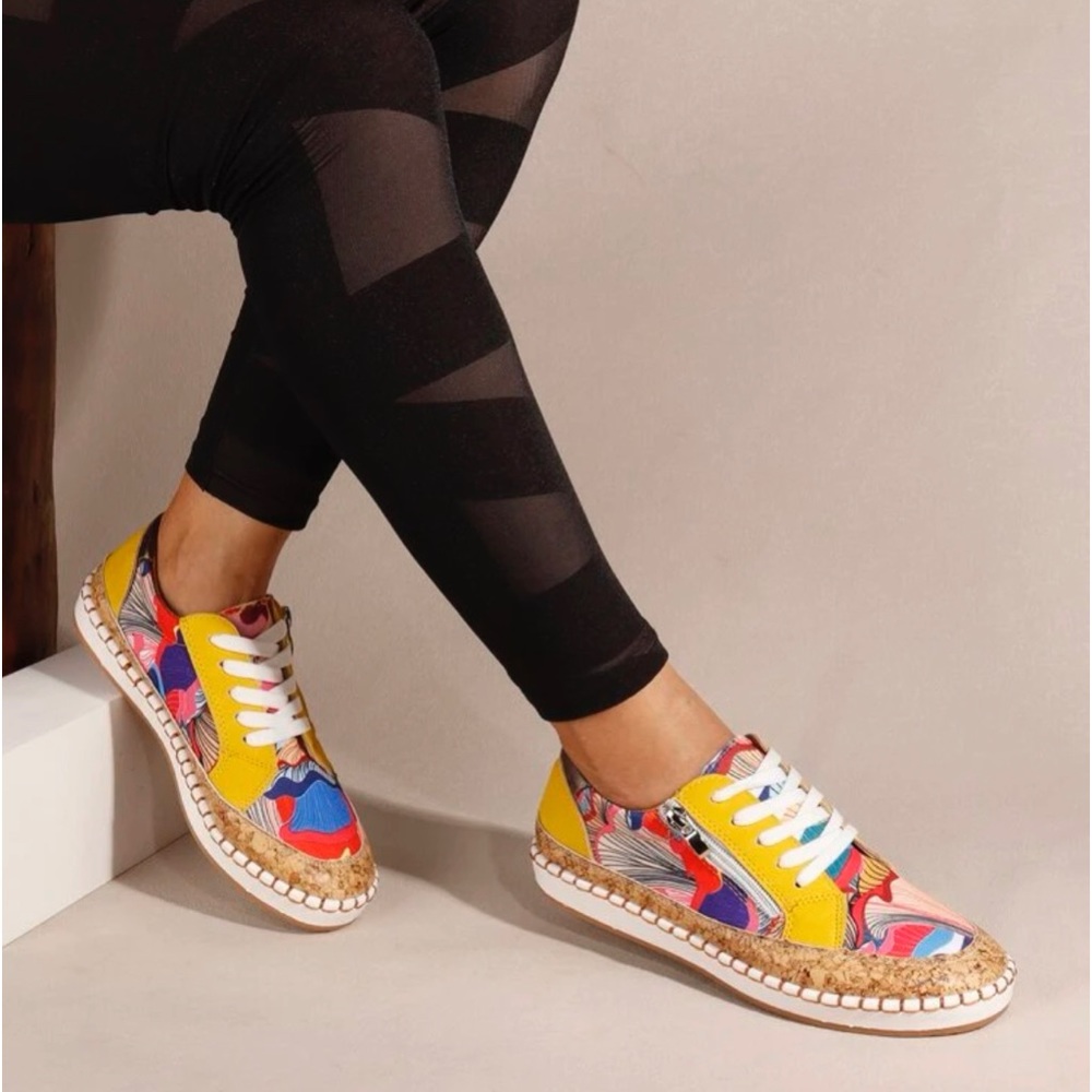 Soft & Comfortable Colorful Sports Shoes With Lace-Up & Side Zipper, NWT - Picture 5 of 7